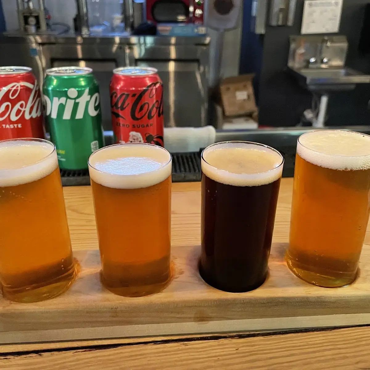 Beer Flight on Wooden Paddle