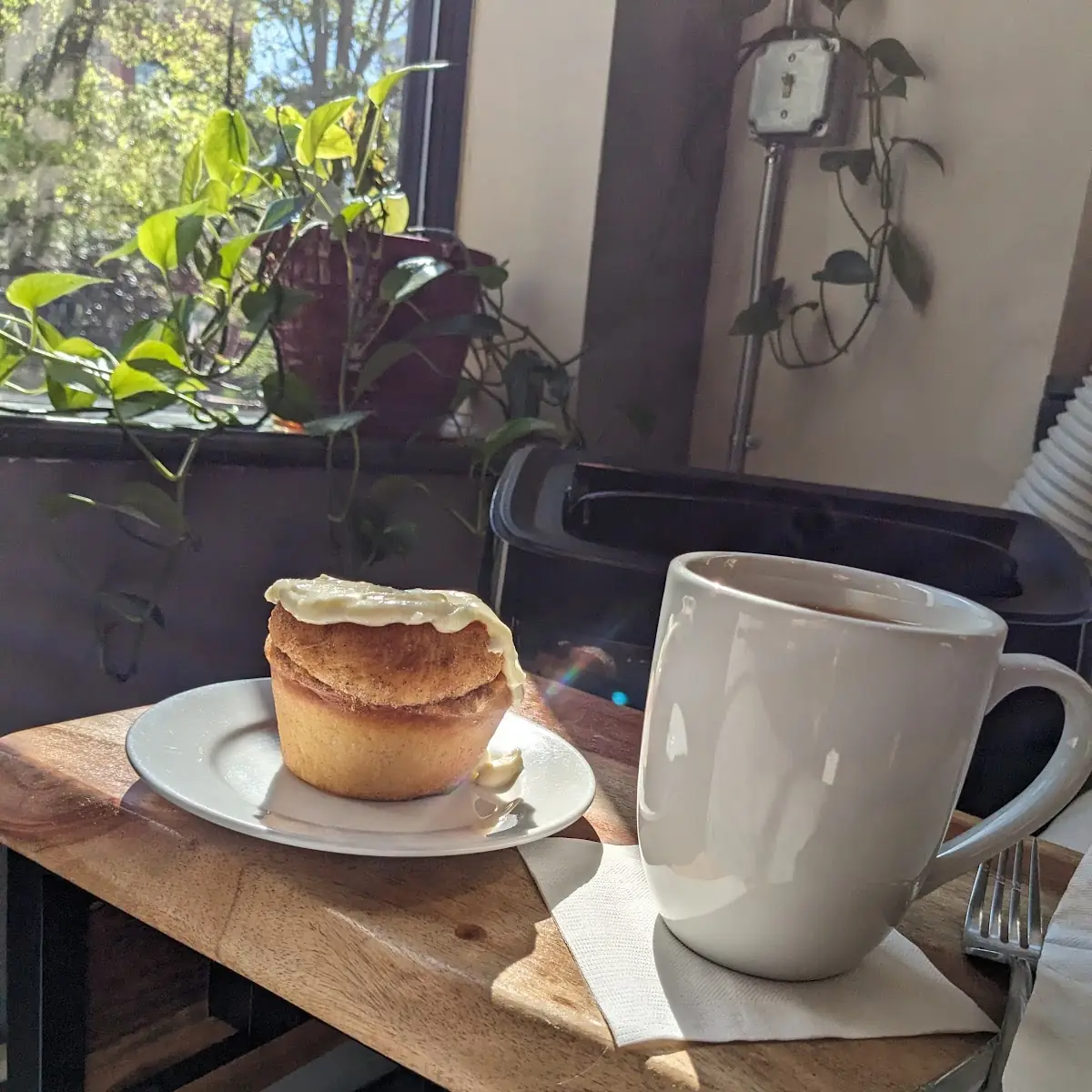 Coffee with Cinnamon Roll