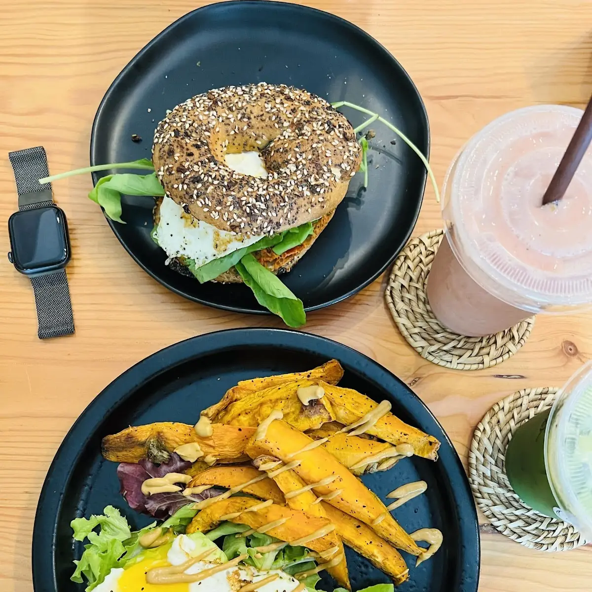 Everything Bagel with Pesto Rosso