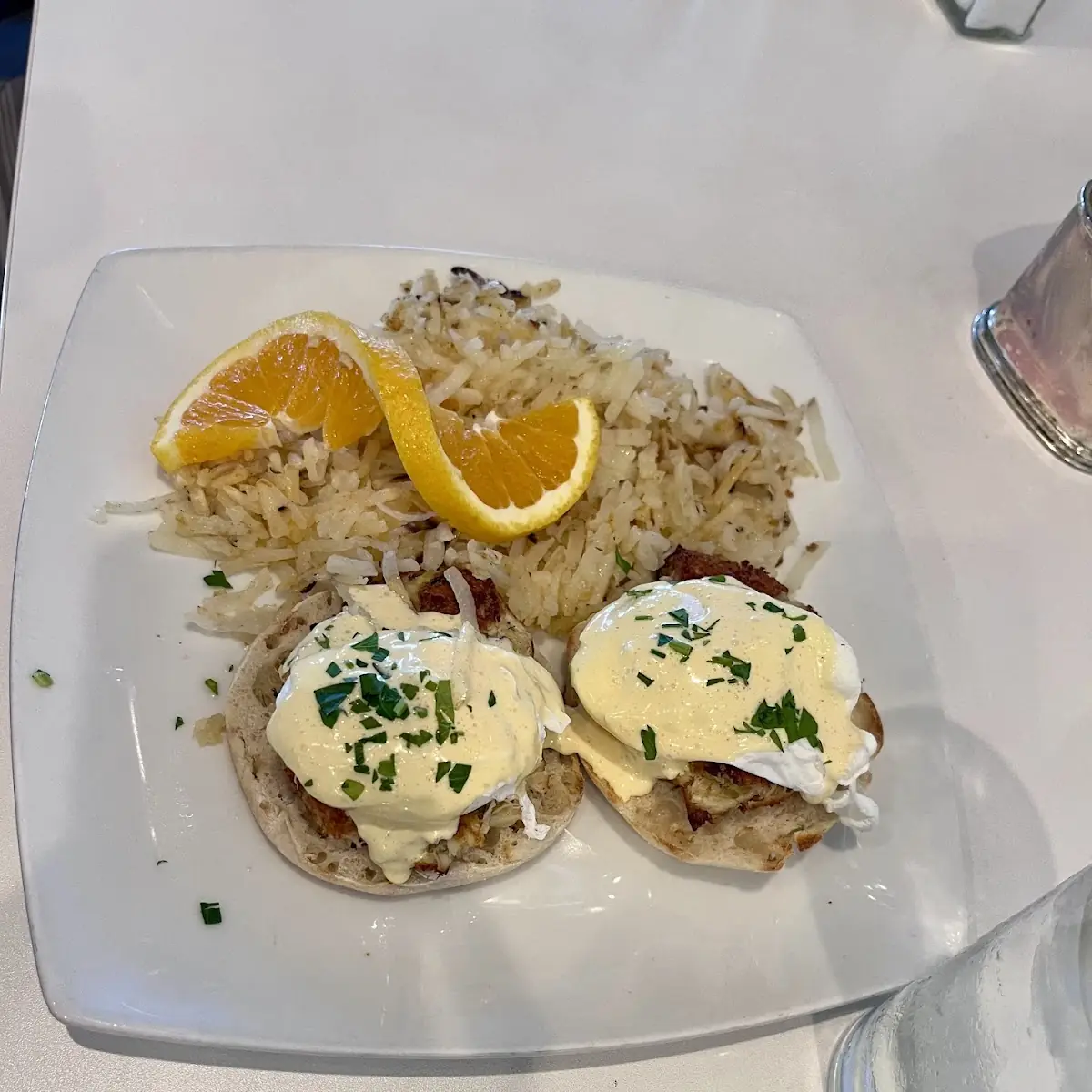 Eggs Benedict and Crab Cakes