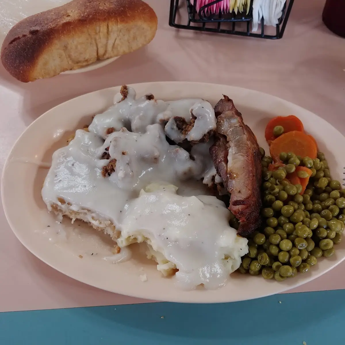 Tuesday Chicken Fried Chicken Fried Chicken Livers Mashed Potatos All Smothered in White Gravy