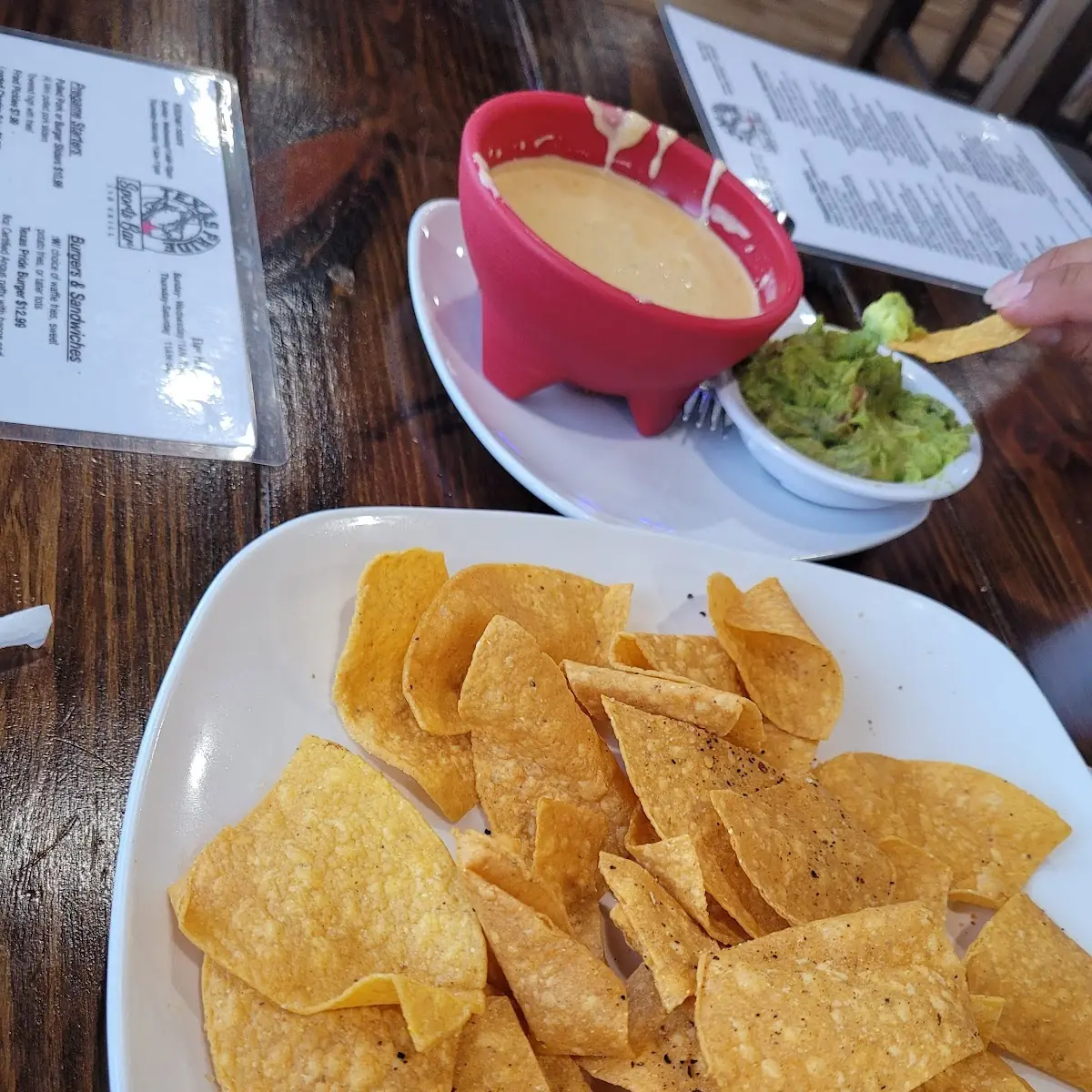 Chips Queso and Guacamole