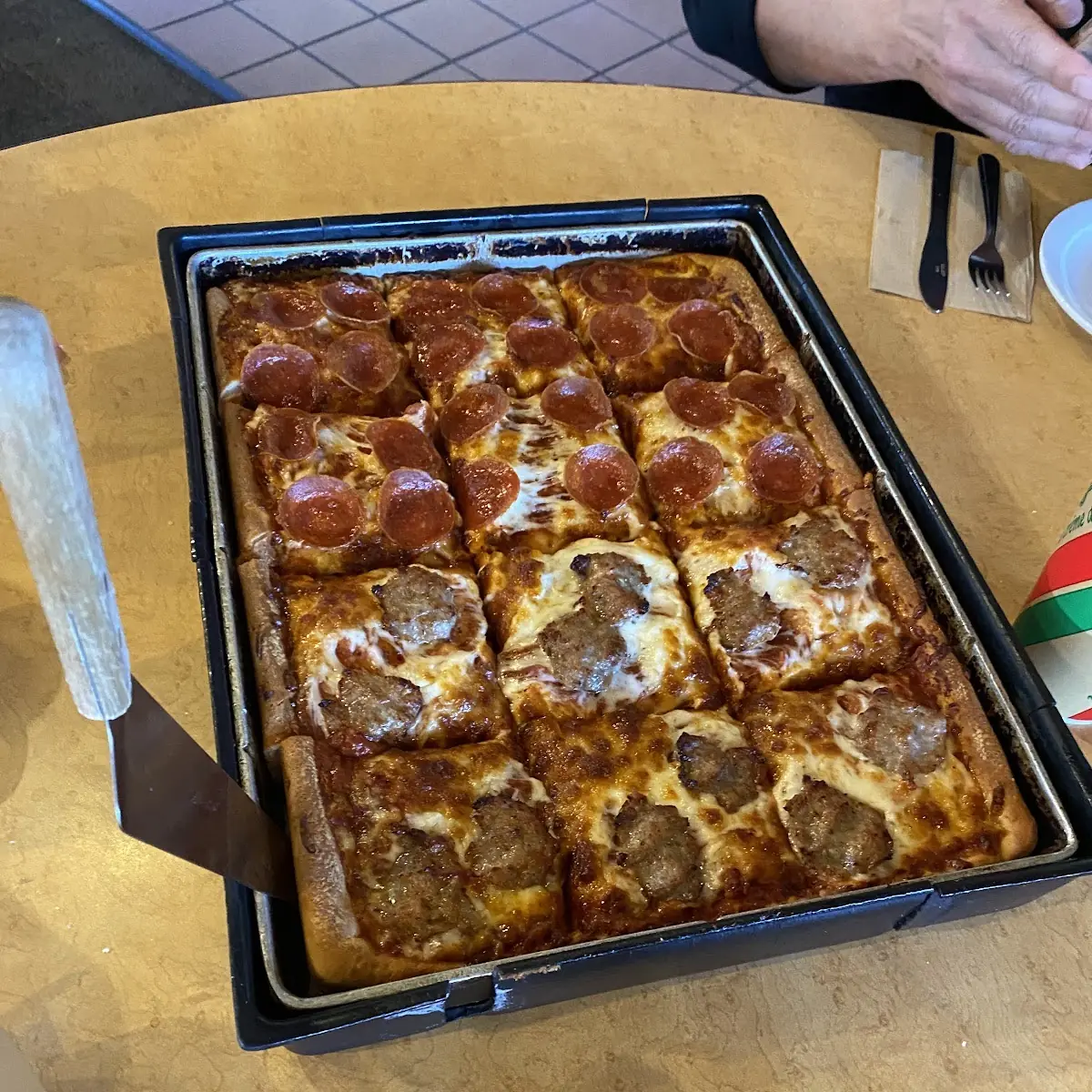 Half Pepperoni and Sausage Pizza