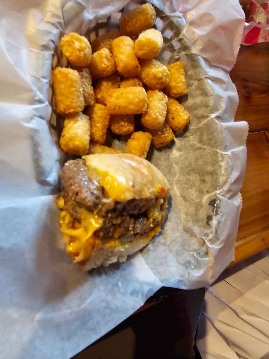 1 3 lb Cheese Burger and Tots