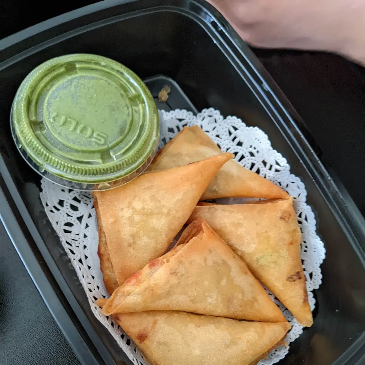 Curry Samosas with Mint Chutney