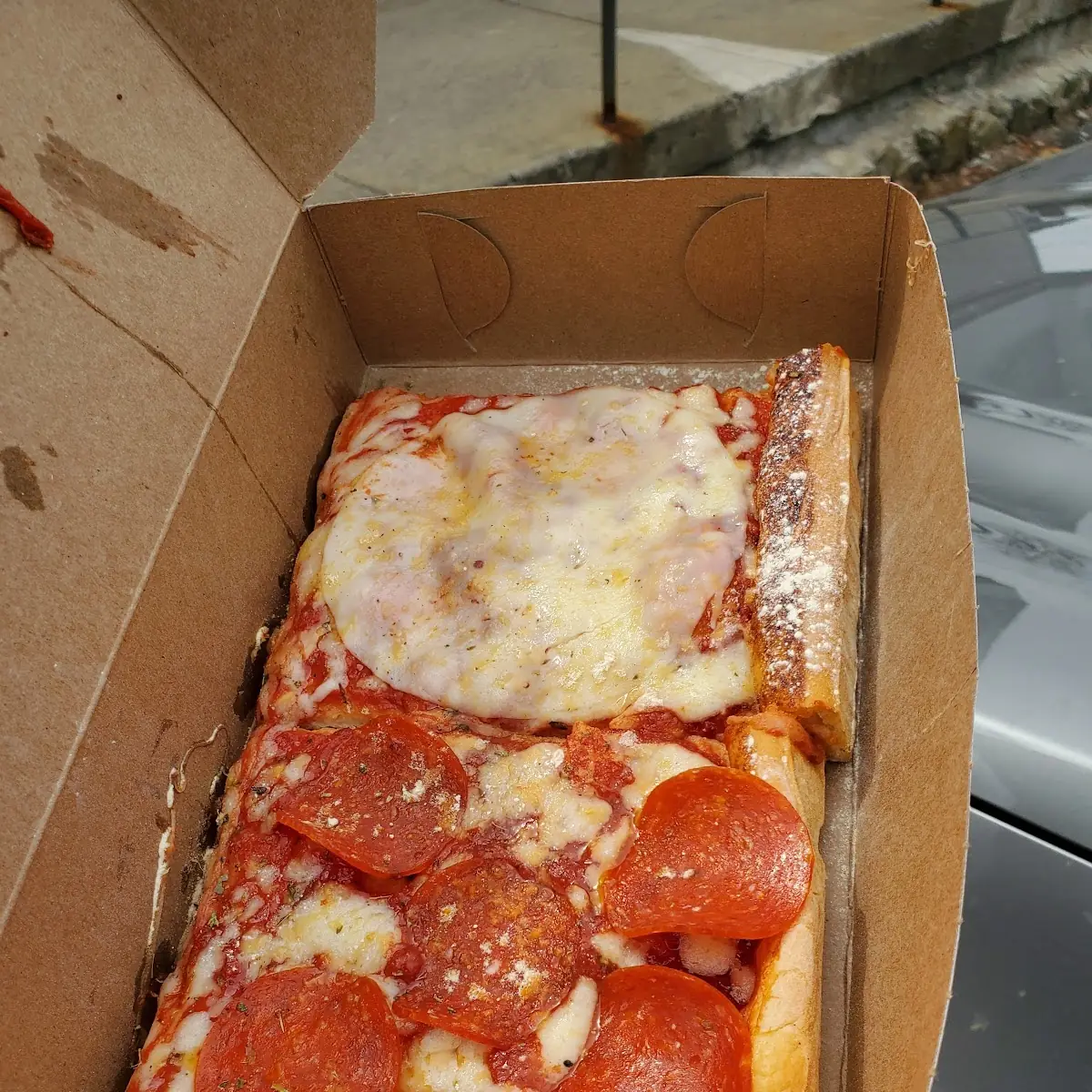 Pepperoni Pizza Slice and Extra Cheese Pizza