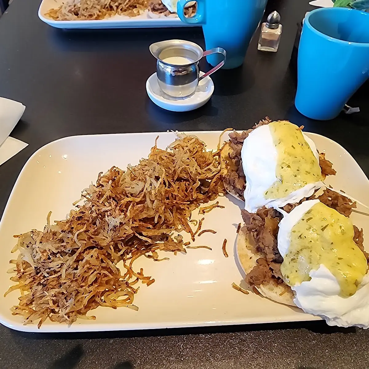 Philly Cheesesteak Benedict and Hash Browns