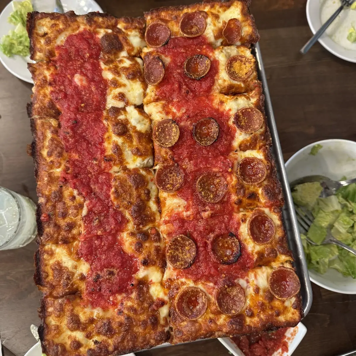 Detroit Style Square Pizza Slices