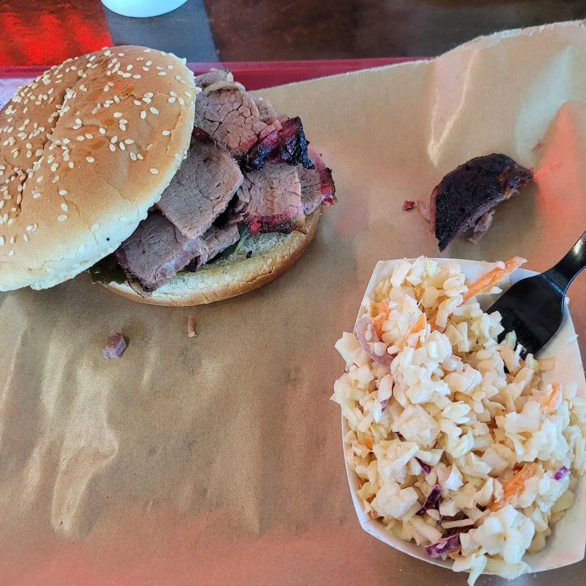 Brisket Sandwich & Chipotle Cole Slaw