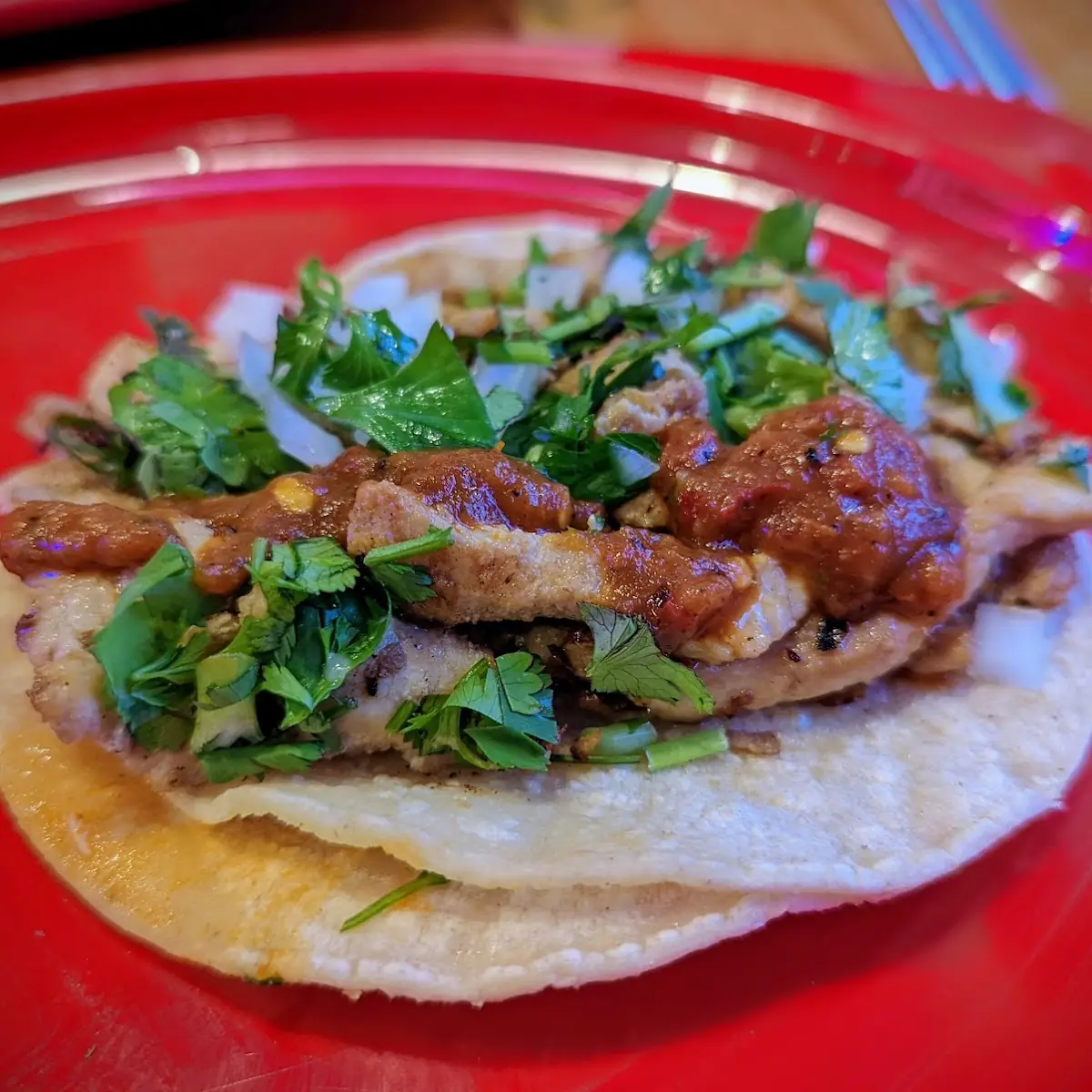 Grilled Chicken Taco with Salsa Roja