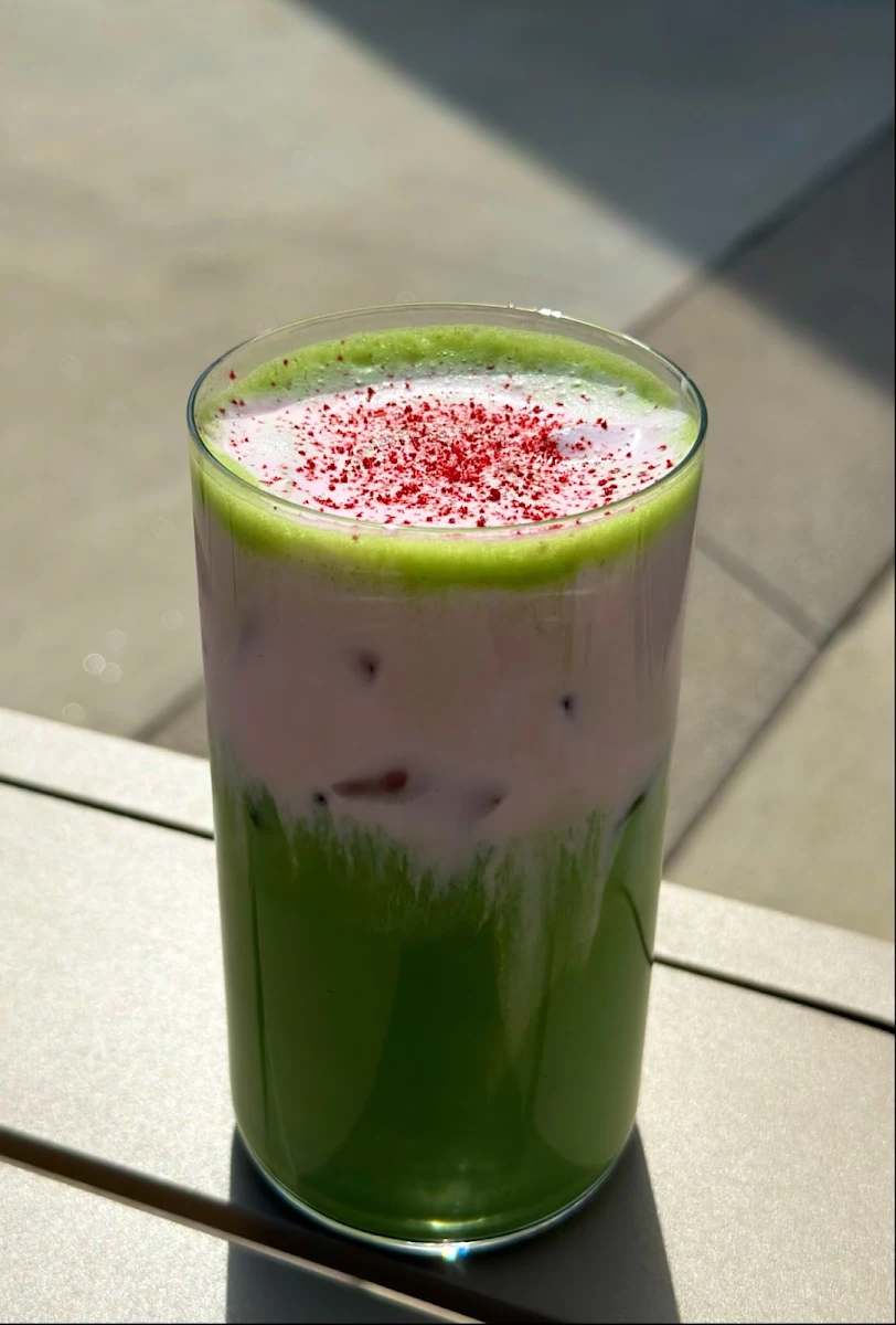 Iced Matcha with Strawberry Sakura