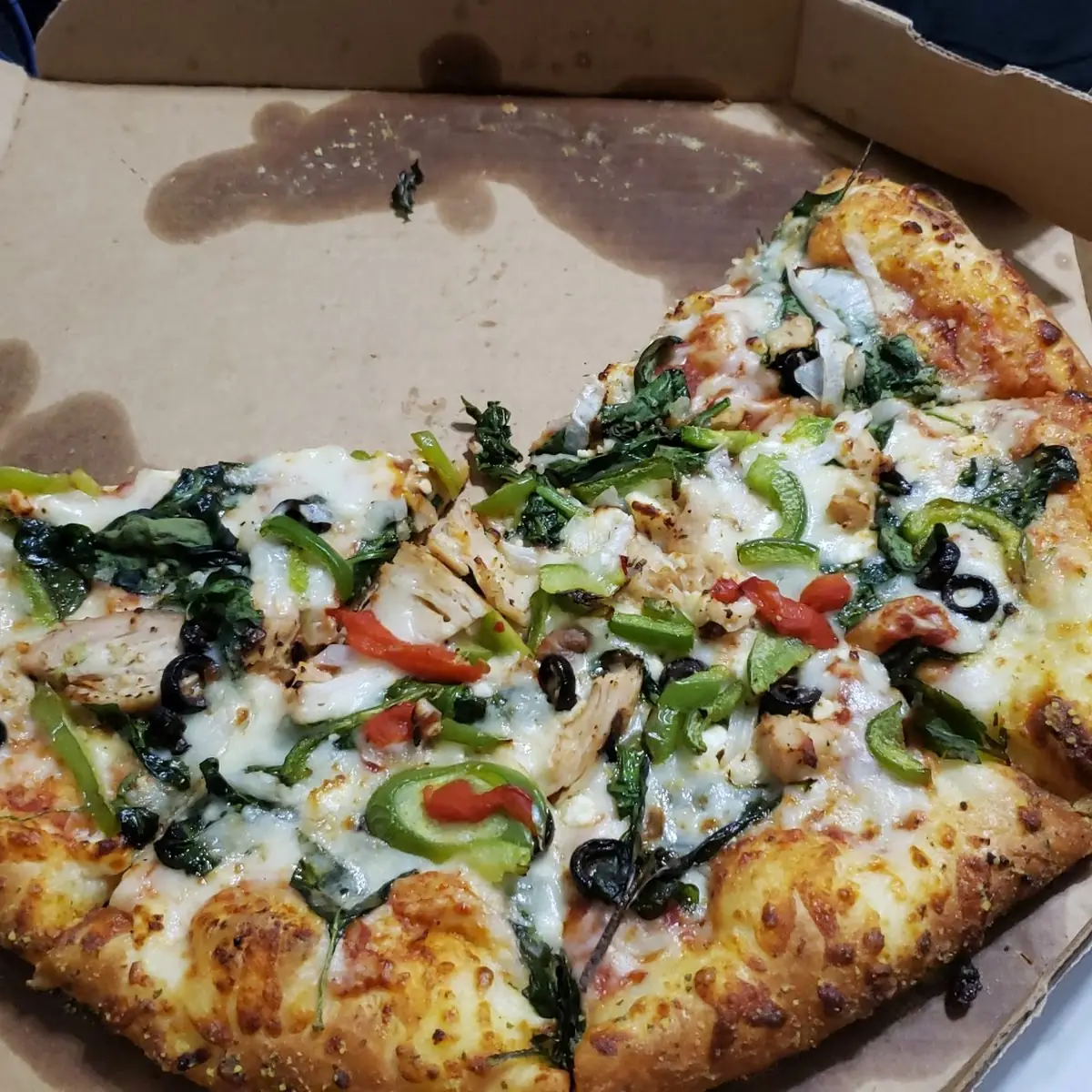 Veggie Pizza with Added Chicken