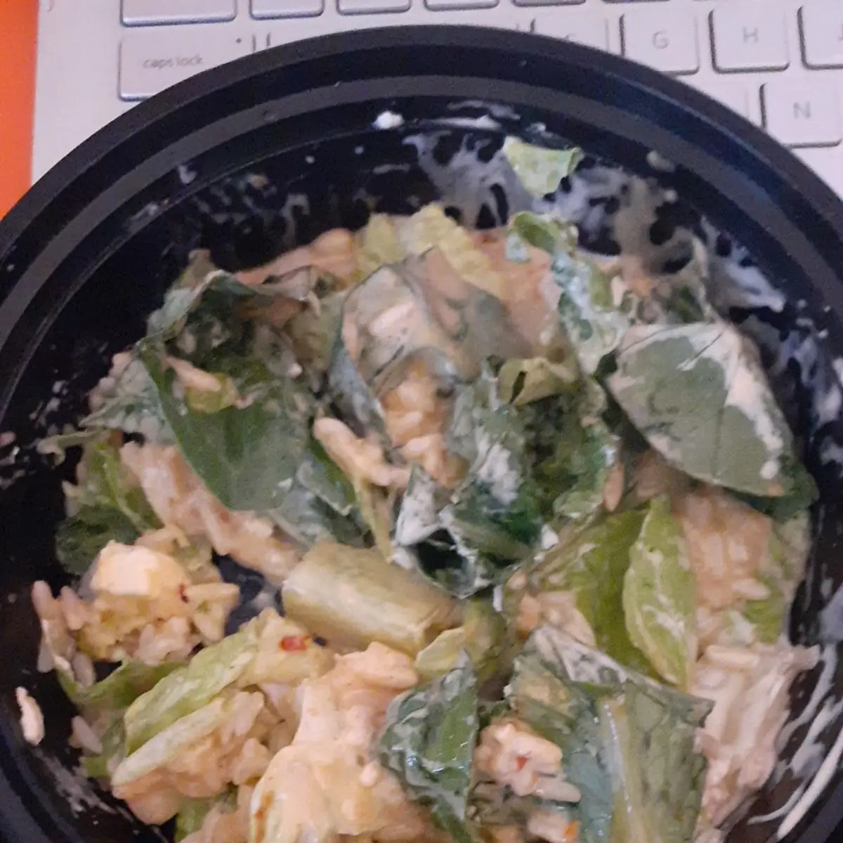 Shrimp over White Rice and Lettuce