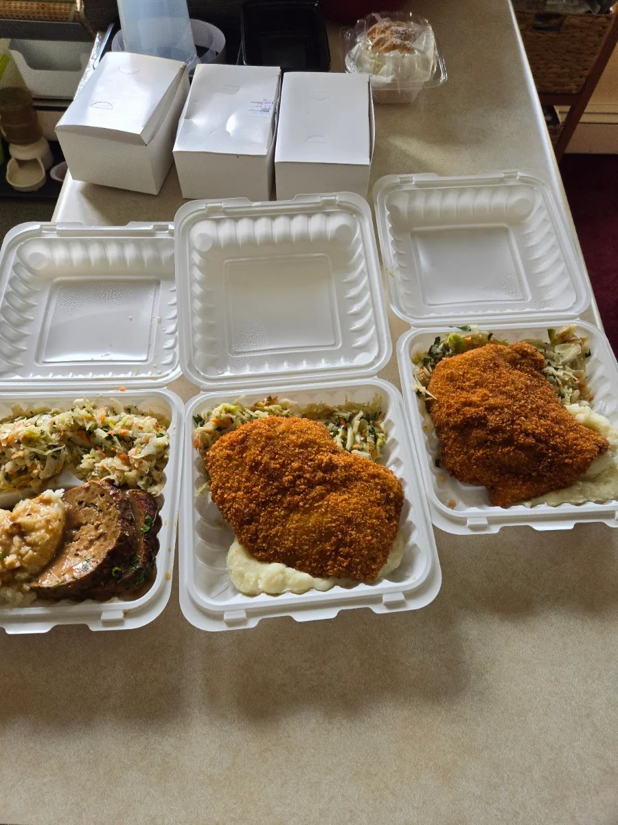 Breaded Pork Cutlet Mashed Potato Cole Slaw