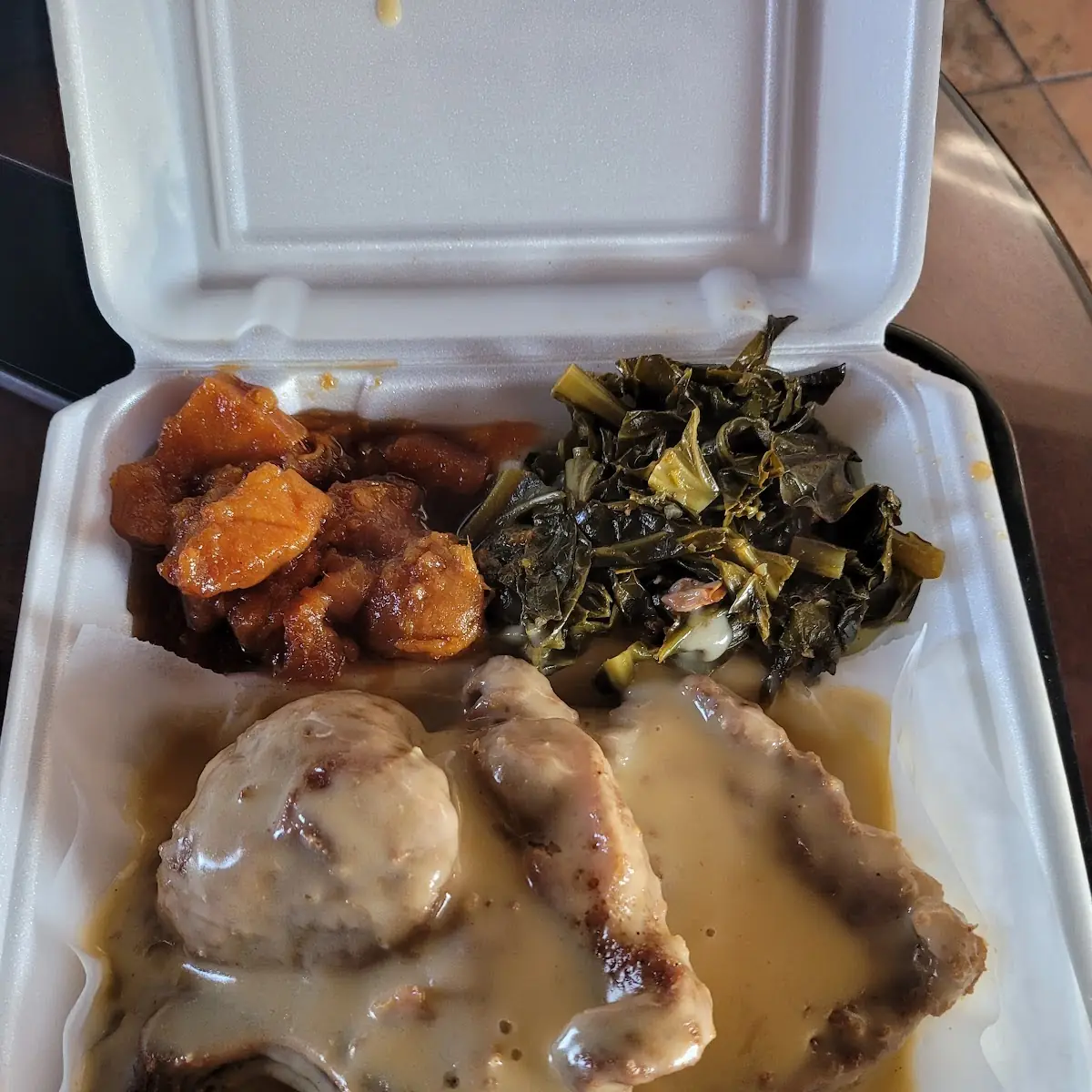 Smothered Pork Chops with Greens