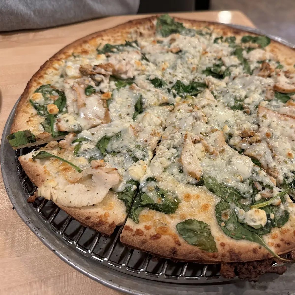Chicken Florentine Deep Dish Pizza