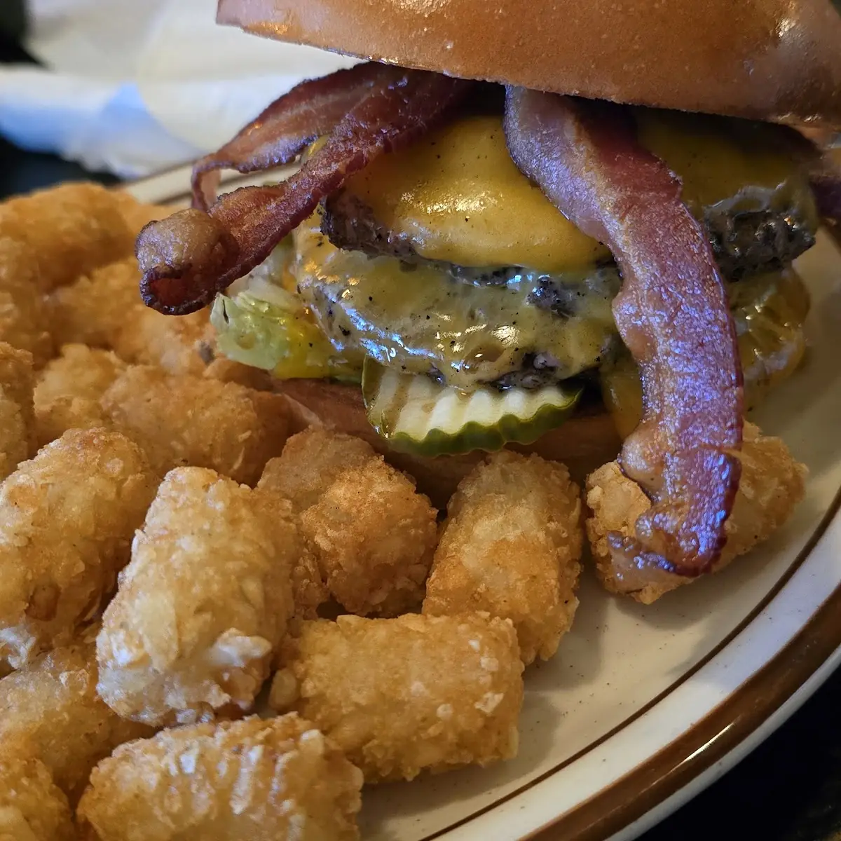 Bacon Cheese Burger and Fries