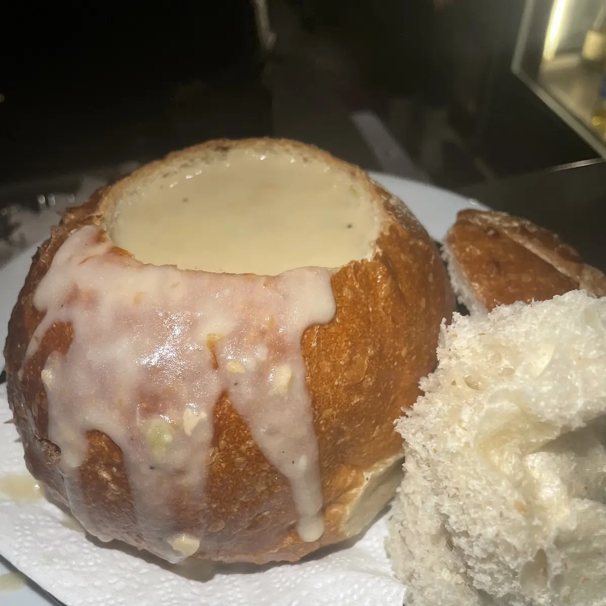 Clam Chowder in Sourdough Bread