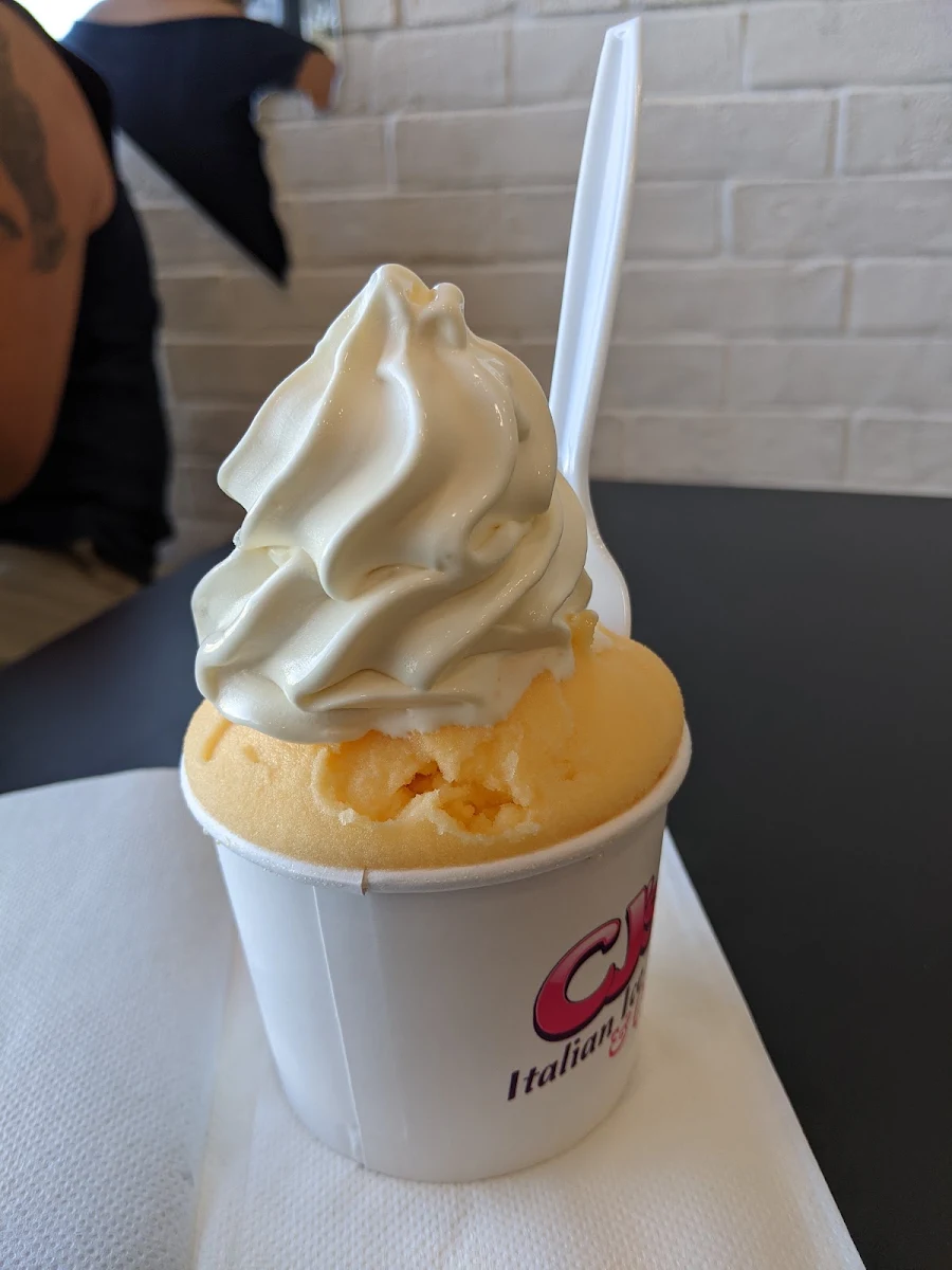 Mango Italian Ice with Vanilla Soft Serve