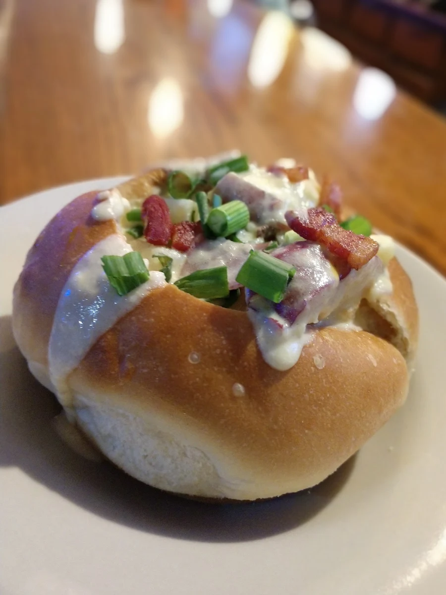 Loaded Potato Soup in a Bread Bowl