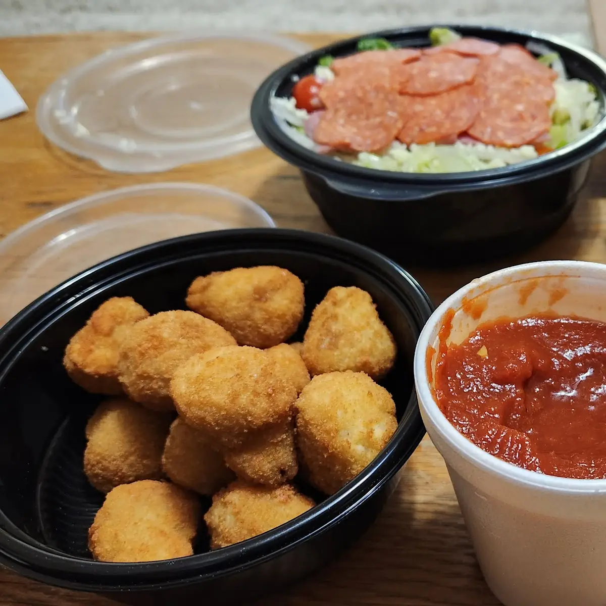 Fried Mushrooms and Chef Salad