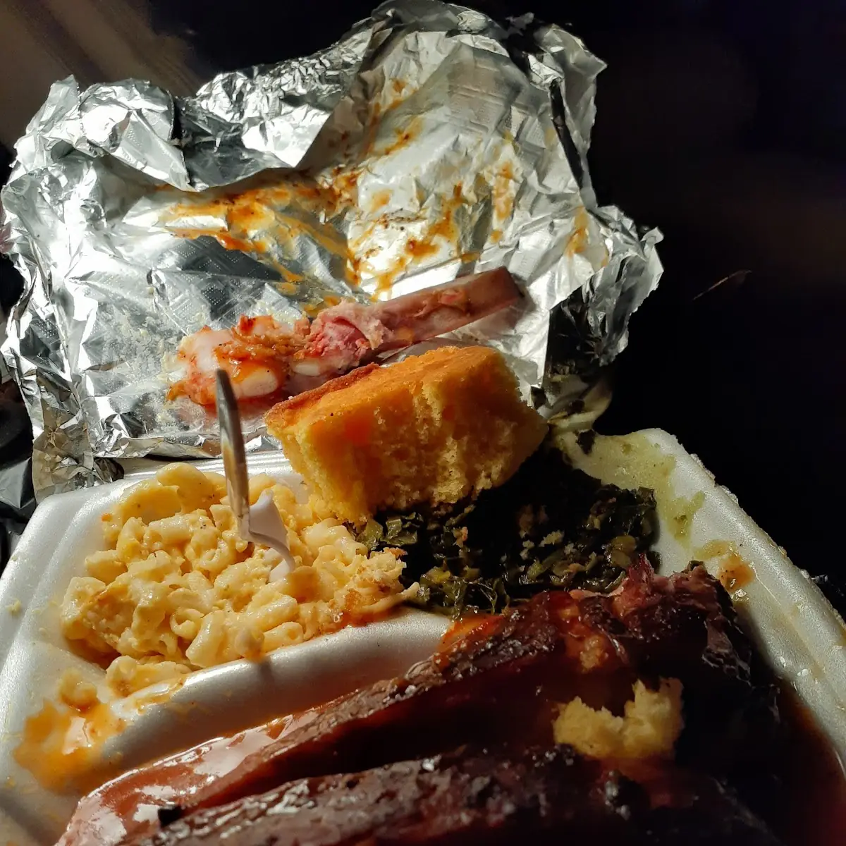 Ribs Mac and Cheese Collard Greens