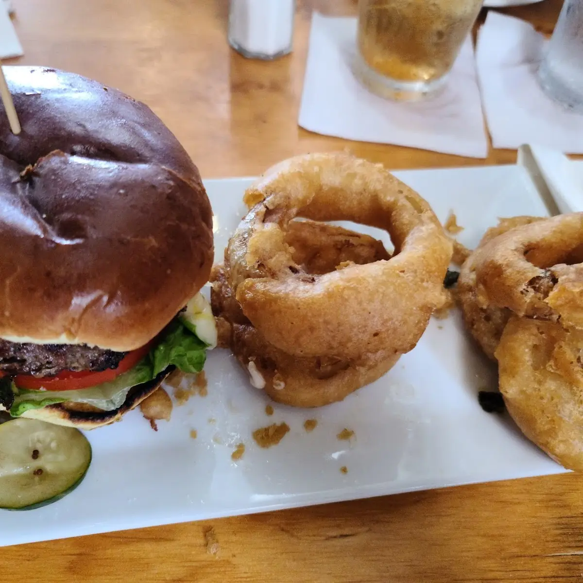 Bacon Jam Burger and Onion Rings