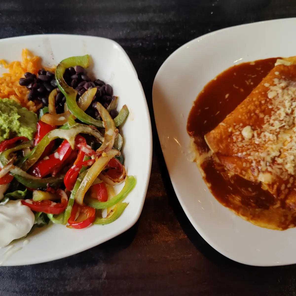 Veggie Bowl & Cheese Enchiladas
