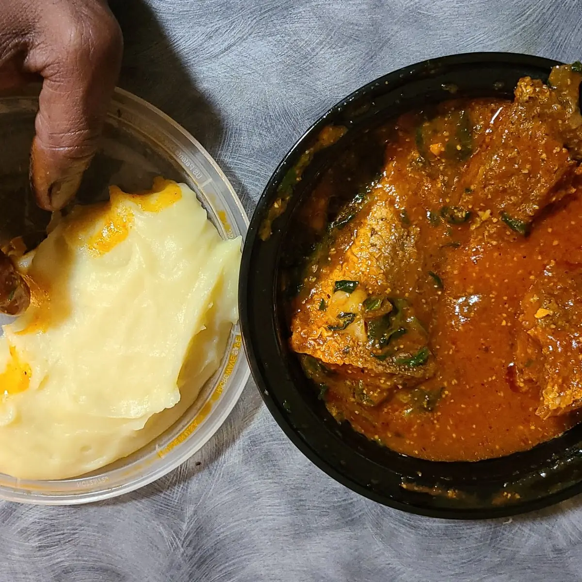 Tomato Stew and Plantain Fufu