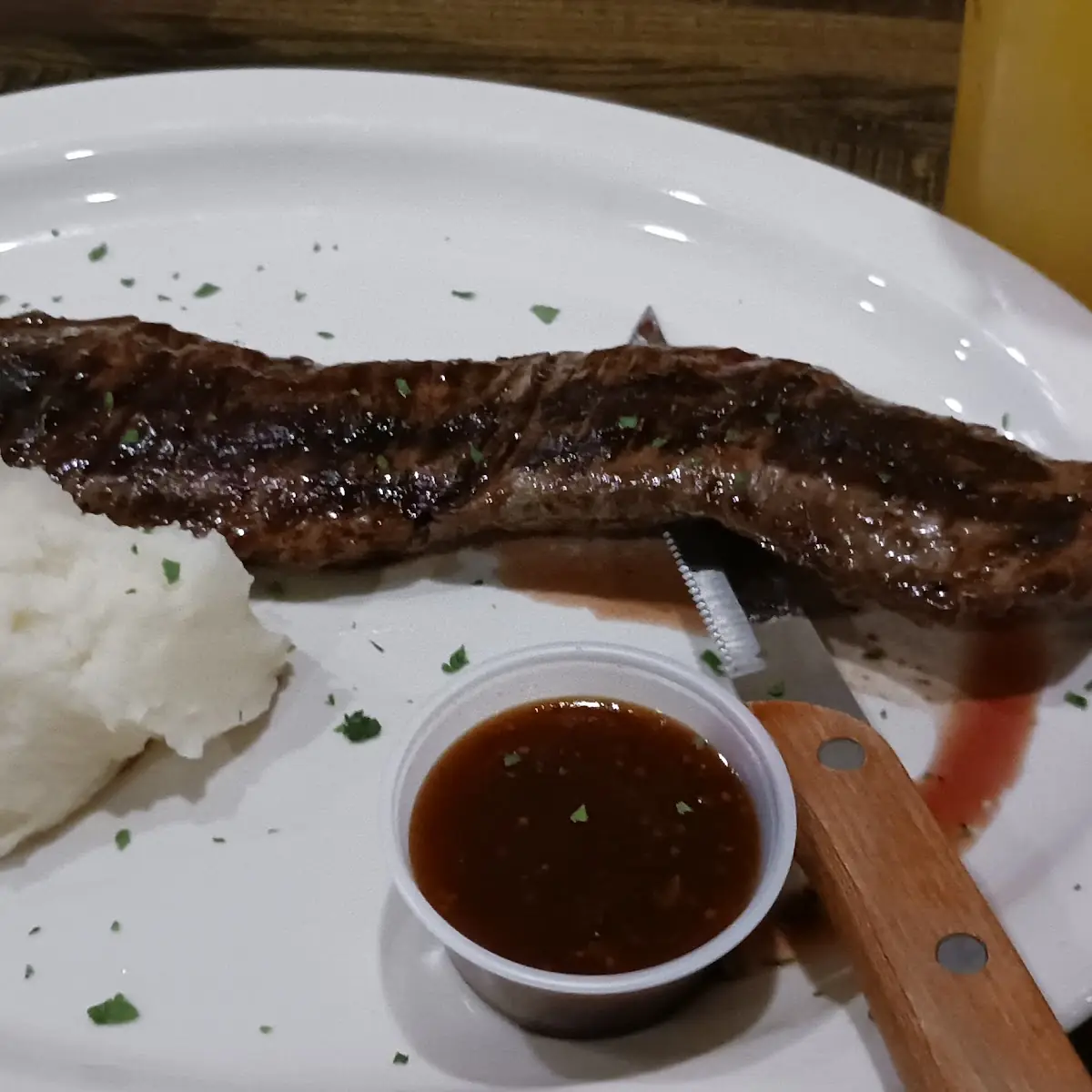 Skirt Steak with Mashed Potatoes