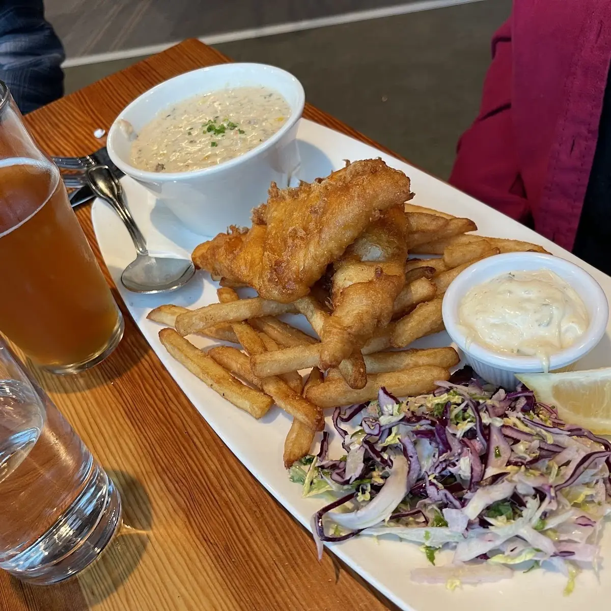Fish and Chips w Clam Chowder