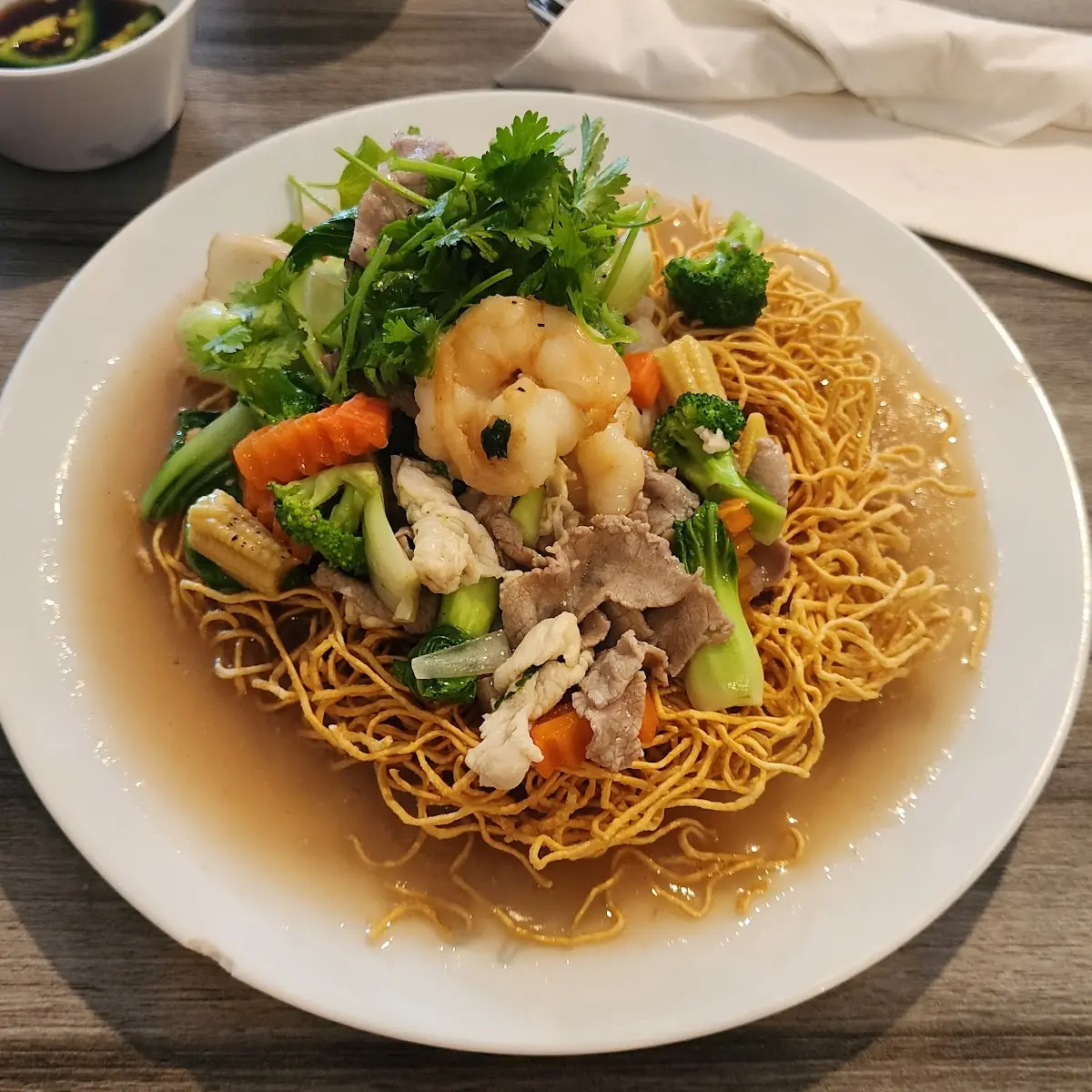 Egg Noodles with Seafood Combination