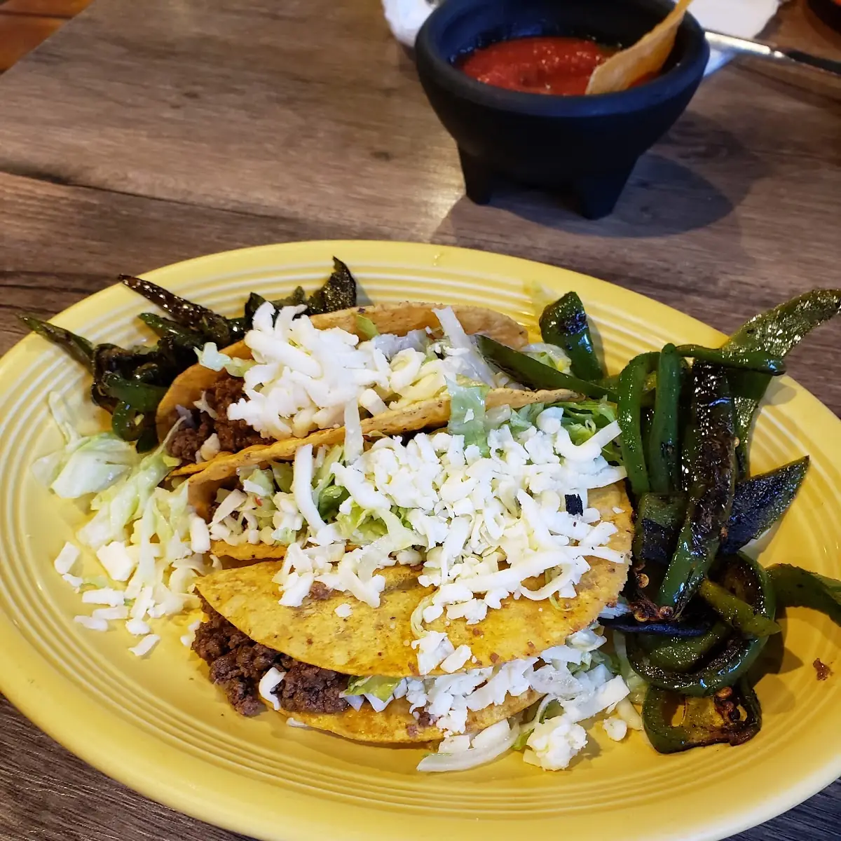 Hard Shell Tacos and Grilled Jalapenos