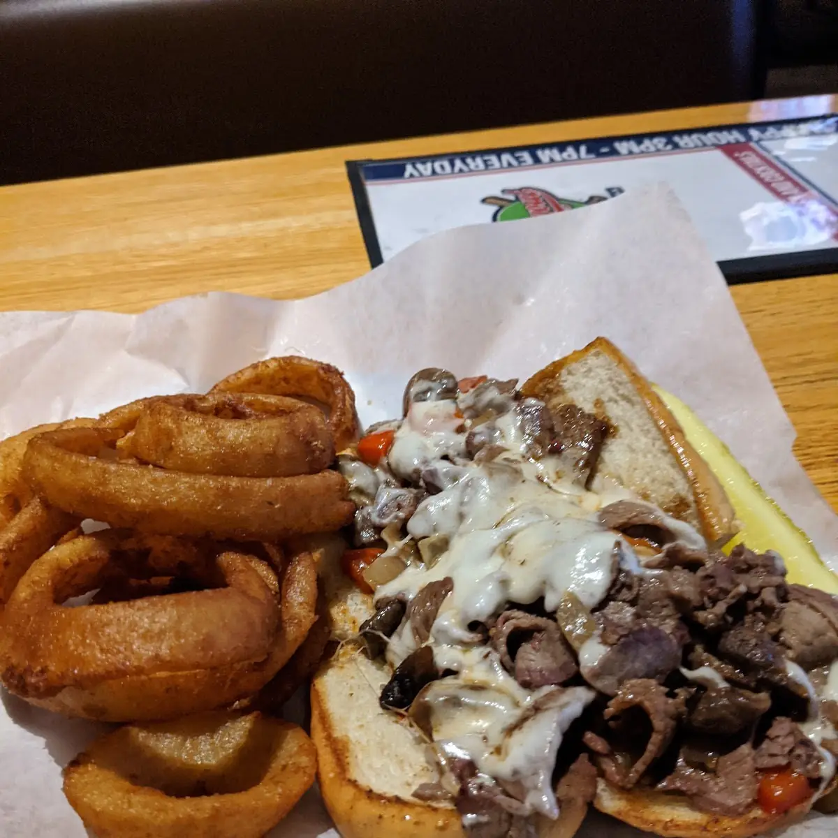 Philly Cheese Steak with Onion Rings