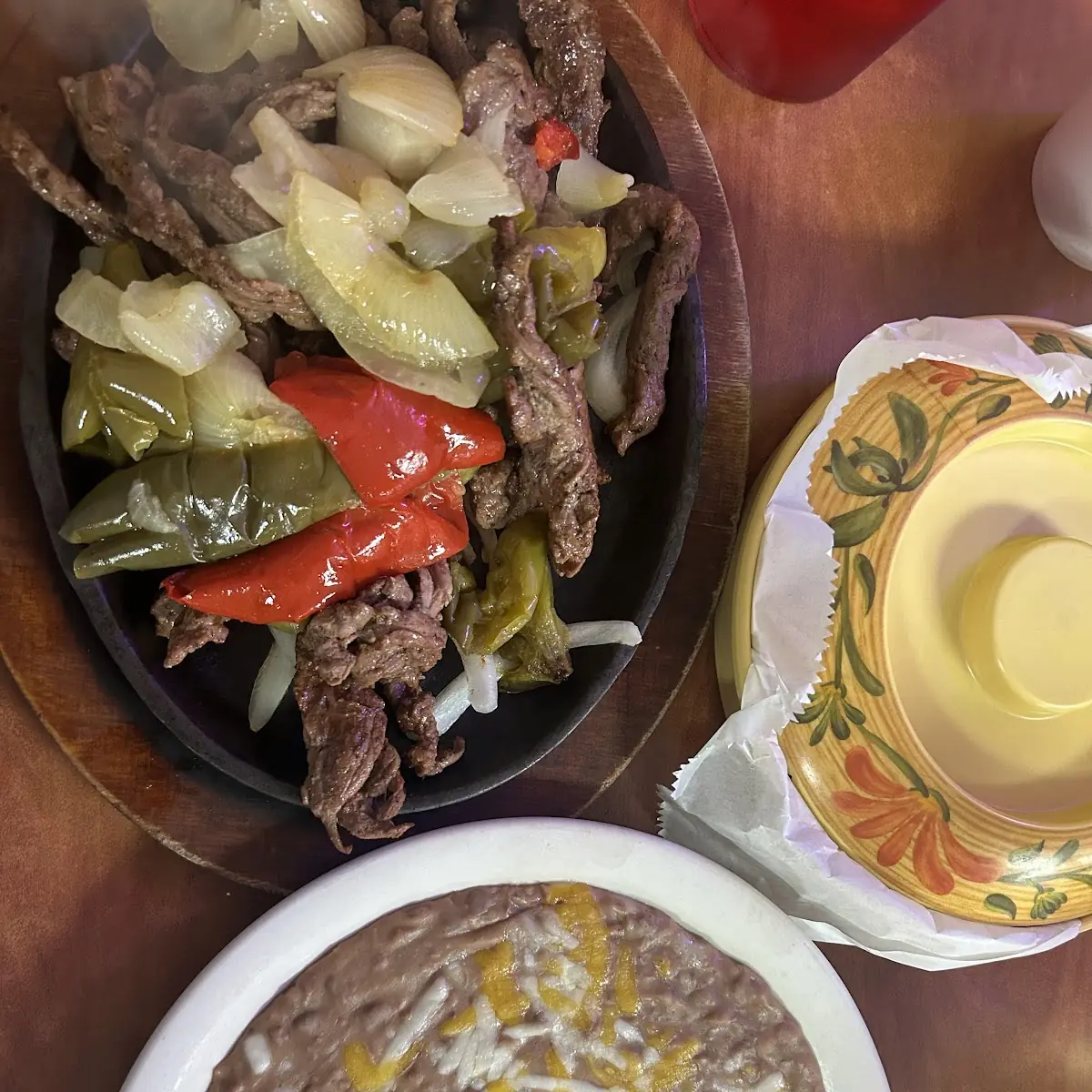 Beef Fajita Single and Refried Beans
