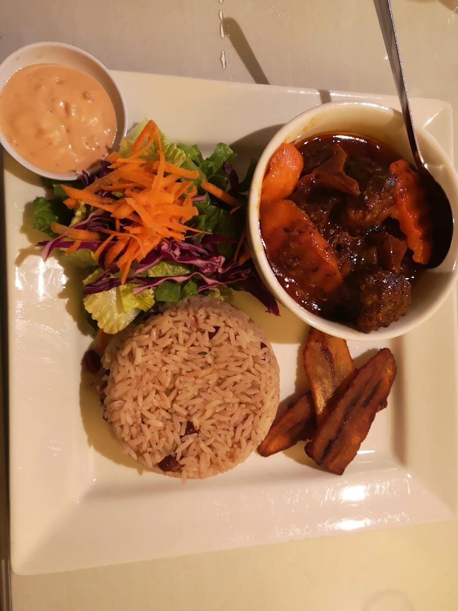 Ox Tail with Rice and Beans with Plantain