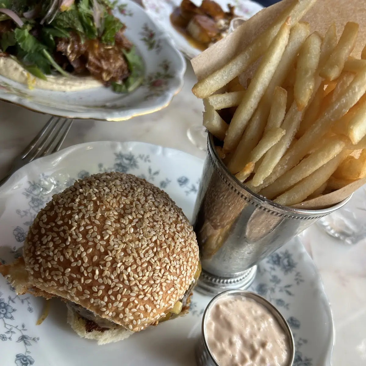 Sesame Seed Burger and Fries