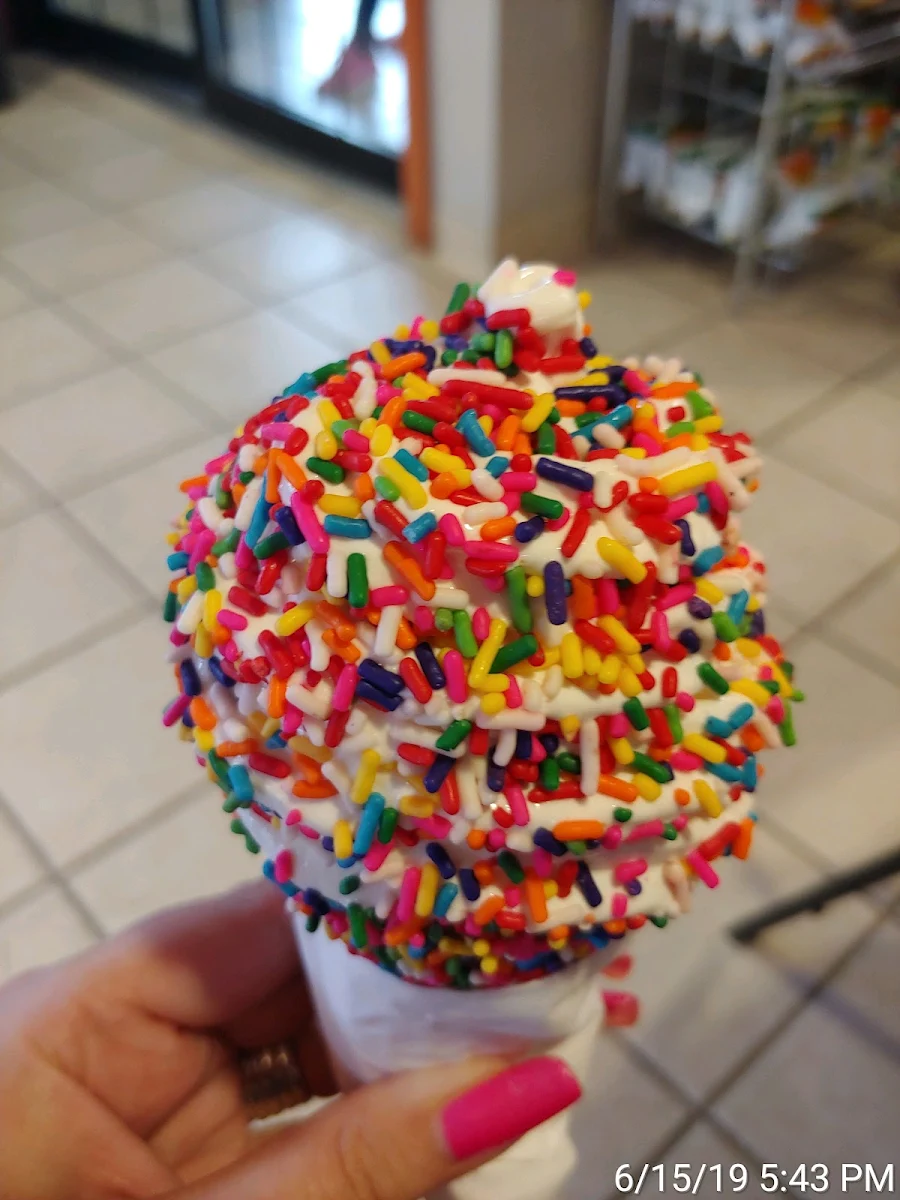 Regular Size Vanilla Cone with Rainbow Sprinkles