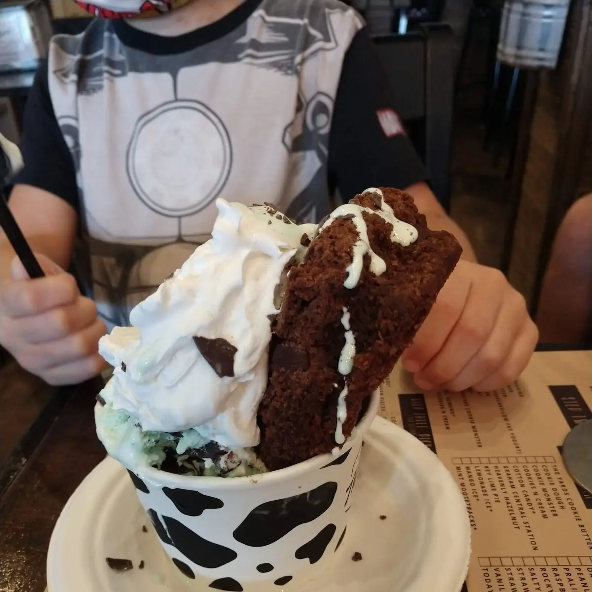 Mint Ice Cream with Brownie Sundae