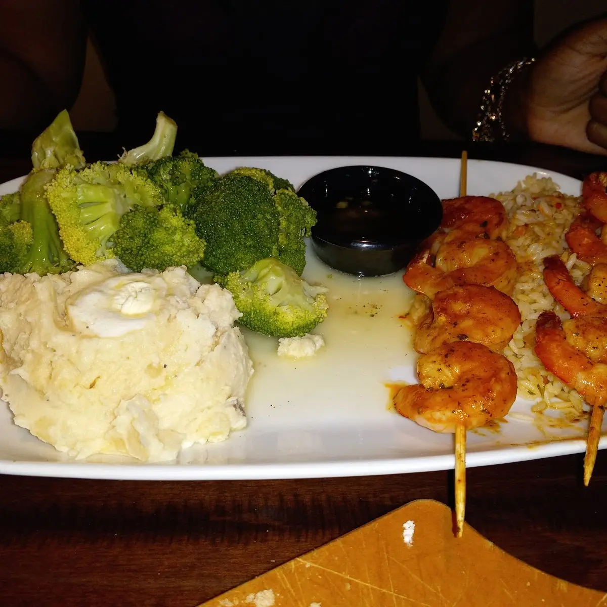 Grilled Shrimp over Rice and Broccoli