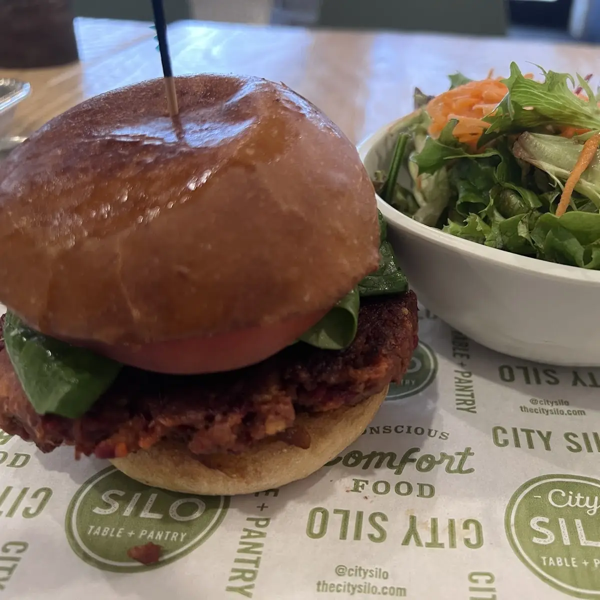 Veggie Burger Beet and Walnuts