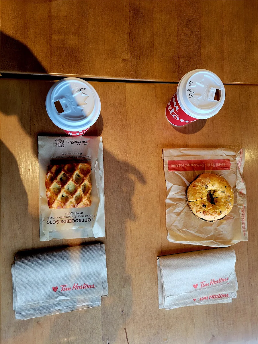 Dark Roast Coffee Steeped Tea Everything Bagel Herb and Garlic Bread with Cream Cheese