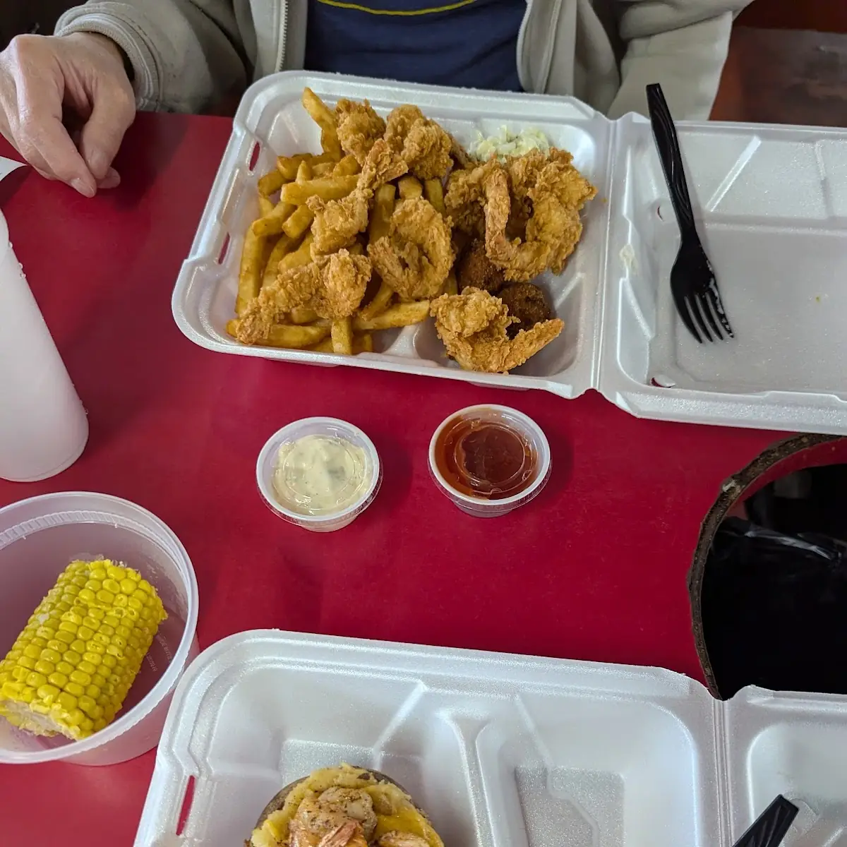 Fried Catfish Shrimp Stuffed Baked Potato