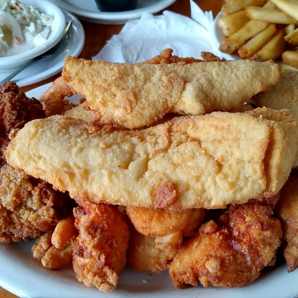 Fried Scallops Fried Flounder