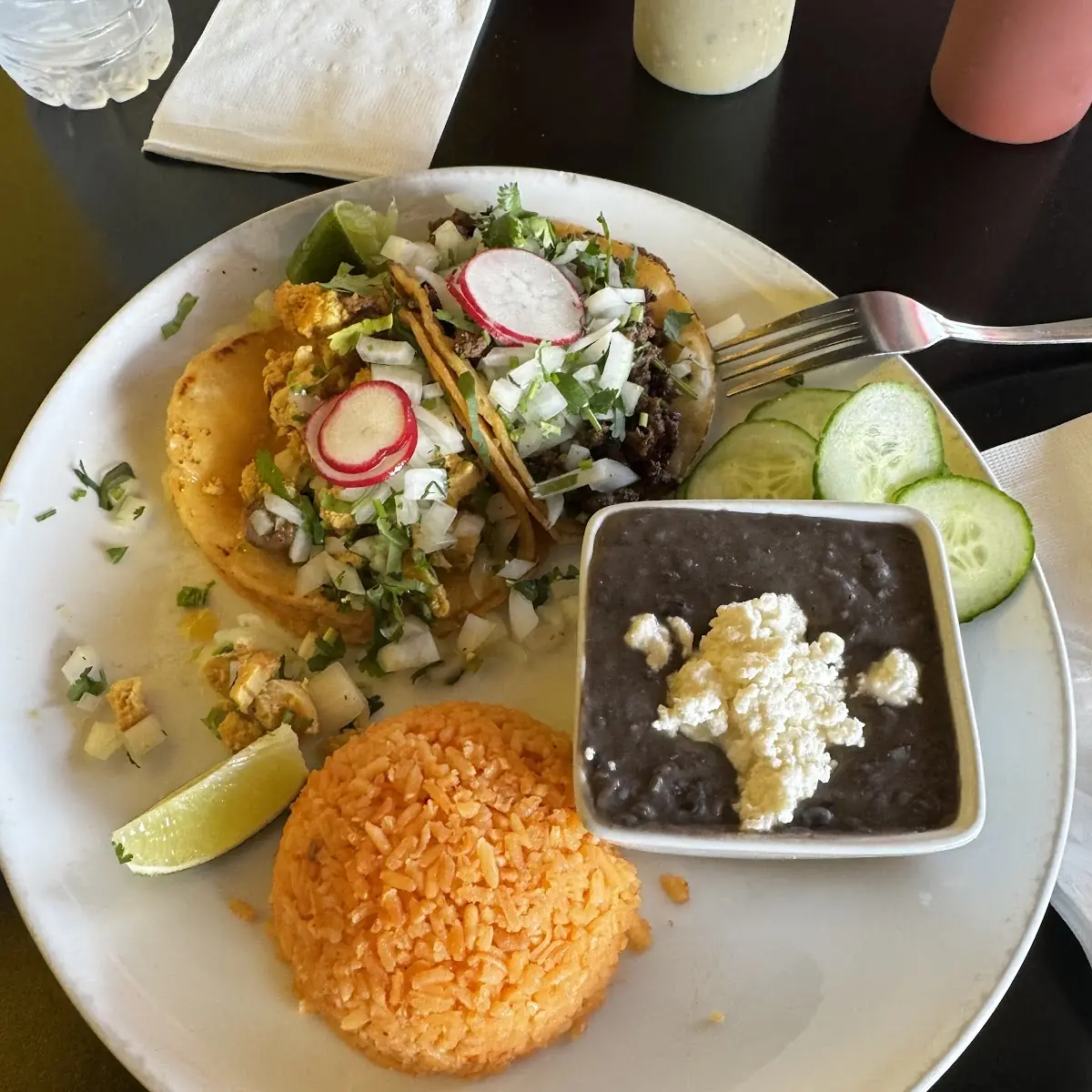 Asada Tacos Rice and Beans