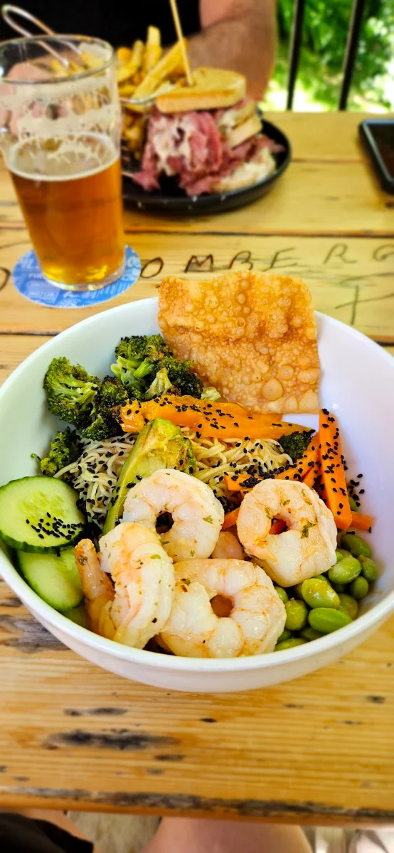 Sesame Noodle Bowl with Shrimp, The Schomberg Pub & Patio