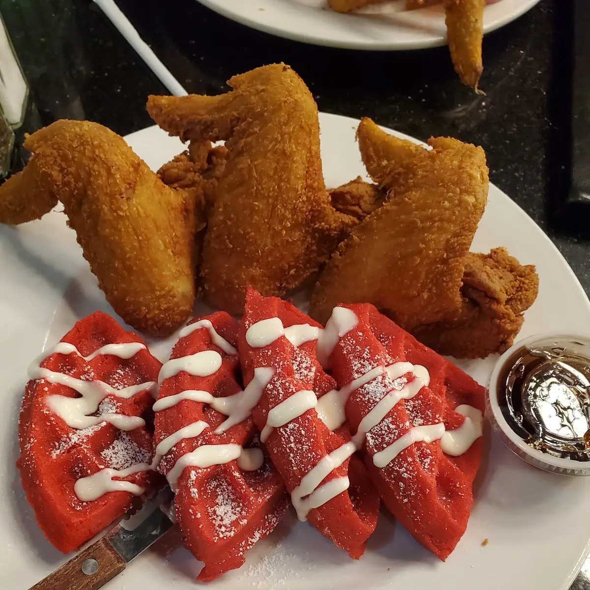 Chicken & Red Velvet Waffles