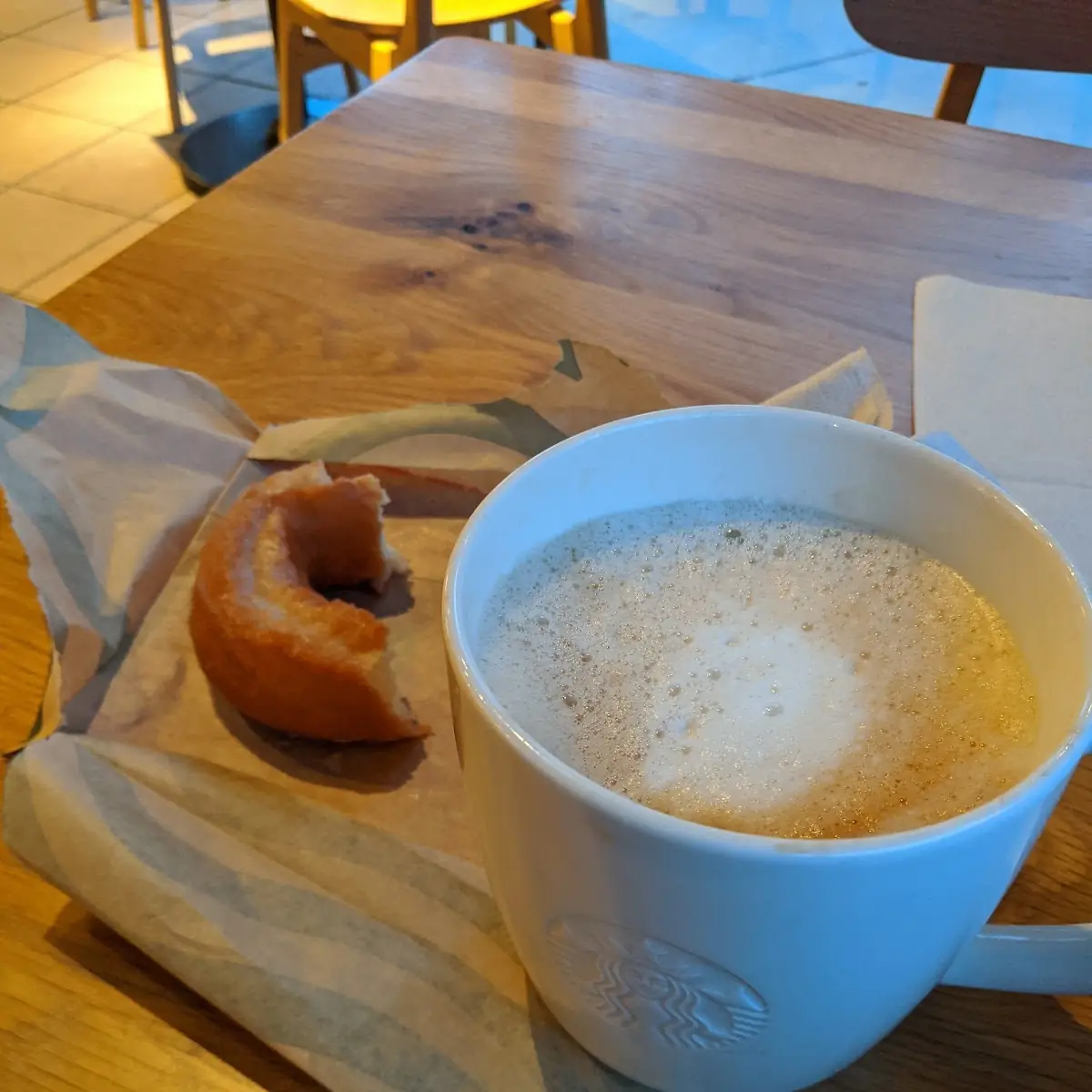 Cappuccino and Old Fashioned Donut