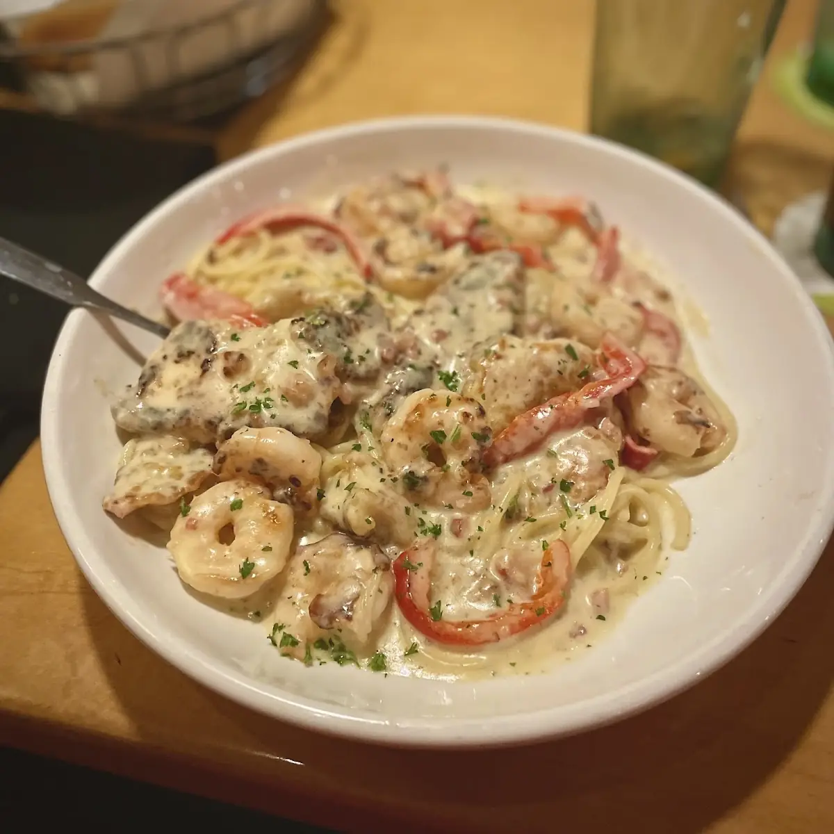 Shrimp and Chicken Carbonara