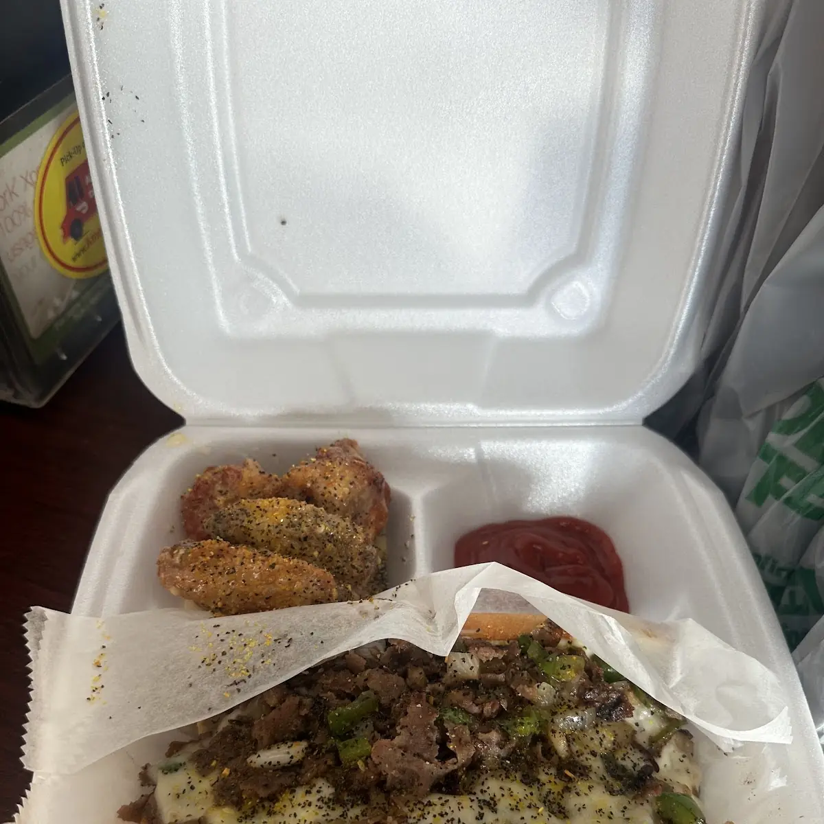 Philly Cheesesteak Sandwich & Parmesan Wings